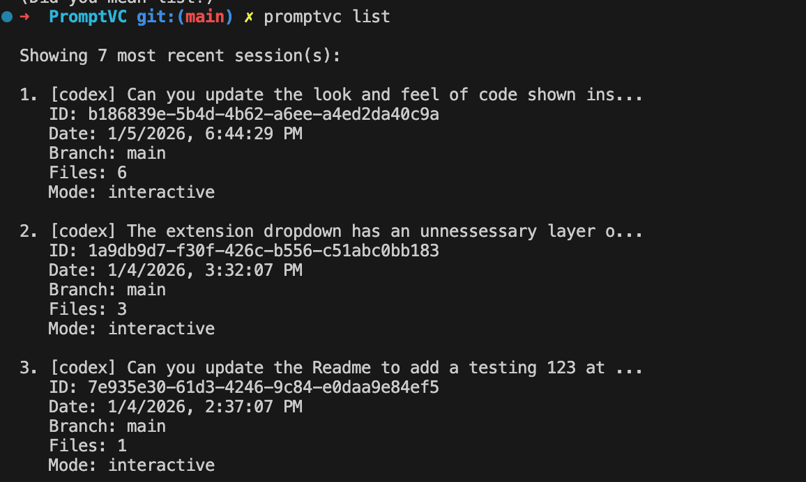 PromptVC CLI capture